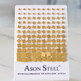 3mm-8mm Snapback Steel/Gold/Rose Gold/Black Square Cut/Frosted Stud Earrings