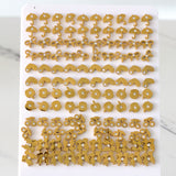 60 Pairs Gold Cut Out Stud Earrings with Diamonds on Card Holder