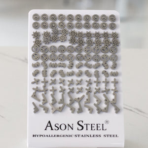 Snapback Steel Cutout Stud Earrings without Diamonds