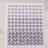 4-6-8mm Snapback Steel/Golden Half White Pearl Stud Earrings