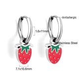 1.6x11mm Circle with Mixed Color Strawberry Earrings