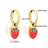 1.6x11mm Circle with Mixed Color Strawberry Earrings