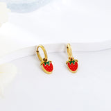 1.6x11mm Circle with Mixed Color Strawberry Earrings