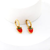 1.6x11mm Circle with Mixed Color Strawberry Earrings