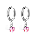 1.5x8mm I.D. earrings+4.5mm white/purple/red/pink/green zirconium round shaped fittings steel color