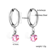 1.5x8mm I.D. earrings+4.5mm white/purple/red/pink/green zirconium round shaped fittings steel color