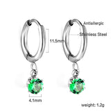 1.5x8mm I.D. earrings+4.5mm white/purple/red/pink/green zirconium round shaped fittings steel color