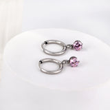 1.5x8mm I.D. earrings+4.5mm white/purple/red/pink/green zirconium round shaped fittings steel color