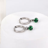 1.5x8mm I.D. earrings+4.5mm white/purple/red/pink/green zirconium round shaped fittings steel color