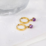 1.5x8mm I.D. earrings+4.5mm white/purple/red/pink/green zirconium round shaped fittings steel color