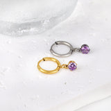 1.5x8mm I.D. earrings+4.5mm white/purple/red/pink/green zirconium round shaped fittings steel color