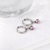 1.5x8mm I.D. earrings+4.5mm white/purple/red/pink/green zirconium round shaped fittings steel color