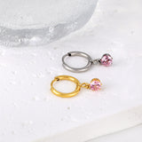 1.5x8mm I.D. earrings+4.5mm white/purple/red/pink/green zirconium round shaped fittings steel color