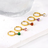 1.5x8mm I.D. earrings+4.5mm white/purple/red/pink/green zirconium round shaped fittings steel color