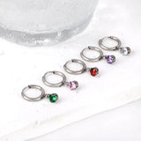 1.5x8mm I.D. earrings+4.5mm white/purple/red/pink/green zirconium round shaped fittings steel color