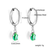 1.5x8mm I.D. earrings + 3.6*5mm white/purple/red/pink/green zirconium drop earrings gold/steel color