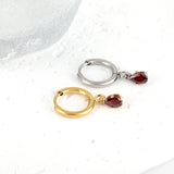 1.5x8mm I.D. earrings + 3.6*5mm white/purple/red/pink/green zirconium drop earrings gold/steel color