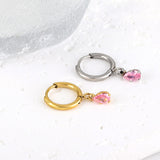 1.5x8mm I.D. earrings + 3.6*5mm white/purple/red/pink/green zirconium drop earrings gold/steel color