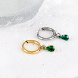 1.5x8mm I.D. earrings + 3.6*5mm white/purple/red/pink/green zirconium drop earrings gold/steel color