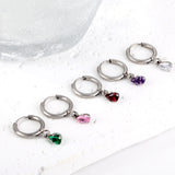 1.5x8mm I.D. earrings + 3.6*5mm white/purple/red/pink/green zirconium drop earrings gold/steel color