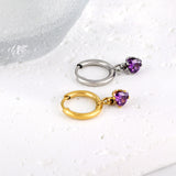 1.5x8mm I.D. earrings + 4*4.2mm white/purple/red/pink/green zirconium heart shaped earrings gold color