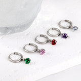 1.5x8mm I.D. earrings + 4*4.2mm white/purple/red/pink/green zirconium heart shaped earrings gold color