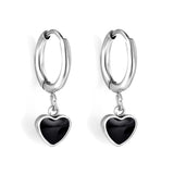 1.5x8mm I.D. earrings + 6.3*5.5mm black/purple/red/pink/blue oil drip heart-shaped accessories earrings steel color/golden color