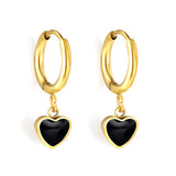 1.5x8mm I.D. earrings + 6.3*5.5mm black/purple/red/pink/blue oil drip heart-shaped accessories earrings steel color/golden color