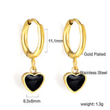 1.5x8mm I.D. earrings + 6.3*5.5mm black/purple/red/pink/blue oil drip heart-shaped accessories earrings steel color/golden color