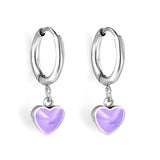 1.5x8mm I.D. earrings + 6.3*5.5mm black/purple/red/pink/blue oil drip heart-shaped accessories earrings steel color/golden color