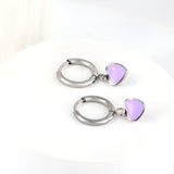 1.5x8mm I.D. earrings + 6.3*5.5mm black/purple/red/pink/blue oil drip heart-shaped accessories earrings steel color/golden color