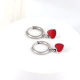 1.5x8mm I.D. earrings + 6.3*5.5mm black/purple/red/pink/blue oil drip heart-shaped accessories earrings steel color/golden color