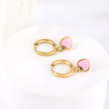 1.5x8mm I.D. earrings + 6.3*5.5mm black/purple/red/pink/blue oil drip heart-shaped accessories earrings steel color/golden color