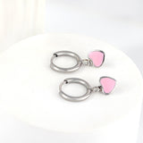 1.5x8mm I.D. earrings + 6.3*5.5mm black/purple/red/pink/blue oil drip heart-shaped accessories earrings steel color/golden color