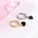 1.5x8mm I.D. earrings + 6.3*5.5mm black/purple/red/pink/blue oil drip heart-shaped accessories earrings steel color/golden color