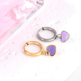 1.5x8mm I.D. earrings + 6.3*5.5mm black/purple/red/pink/blue oil drip heart-shaped accessories earrings steel color/golden color