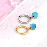 1.5x8mm I.D. earrings + 6.3*5.5mm black/purple/red/pink/blue oil drip heart-shaped accessories earrings steel color/golden color