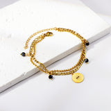 Round Accessory with Eye Pattern + 4 Black Eye Beads Bracelet 18+5cm