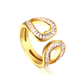 ASON diamond-set double round open-end ring