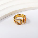 ASON diamond-set double round open-end ring