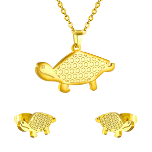 Gold/steel color turtle's shell on the door is made by oil pressing process, beautiful design jewelry set.