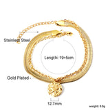 Round accessory with star pattern + matching chain double hand chain 19+5cm