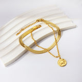 Round accessory with star pattern + matching chain double hand chain 19+5cm