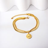 Round accessory with star pattern + matching chain double hand chain 19+5cm