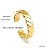 Simple solid color twist stripes colorfast stainless steel ring