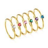 Simple plain ring inlaid with multi-color zirconia small fresh literary hundred match finger ring ring