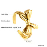 Light luxury aesthetic stainless steel casting jewelry 18k gold three-dimensional bow ring manufacturers