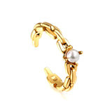 New freshwater pearl geometric shape hollow opening ring