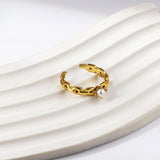 New freshwater pearl geometric shape hollow opening ring