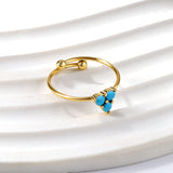 Adjustable temperament ring female simple natural stone stainless steel ring vintage style ring